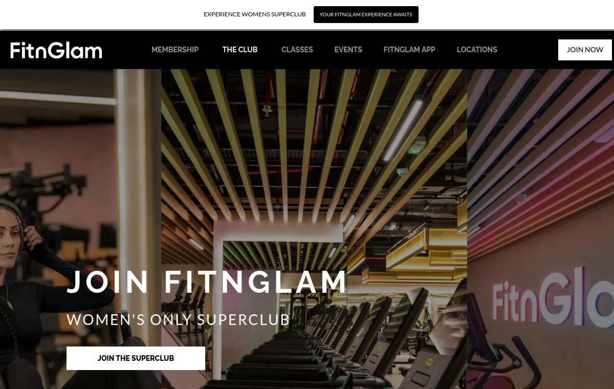 FitnGlam — website hero